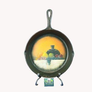 Cast Iron Skillet Hand Painted Art Fruit Design Separate Easel Decoration Only